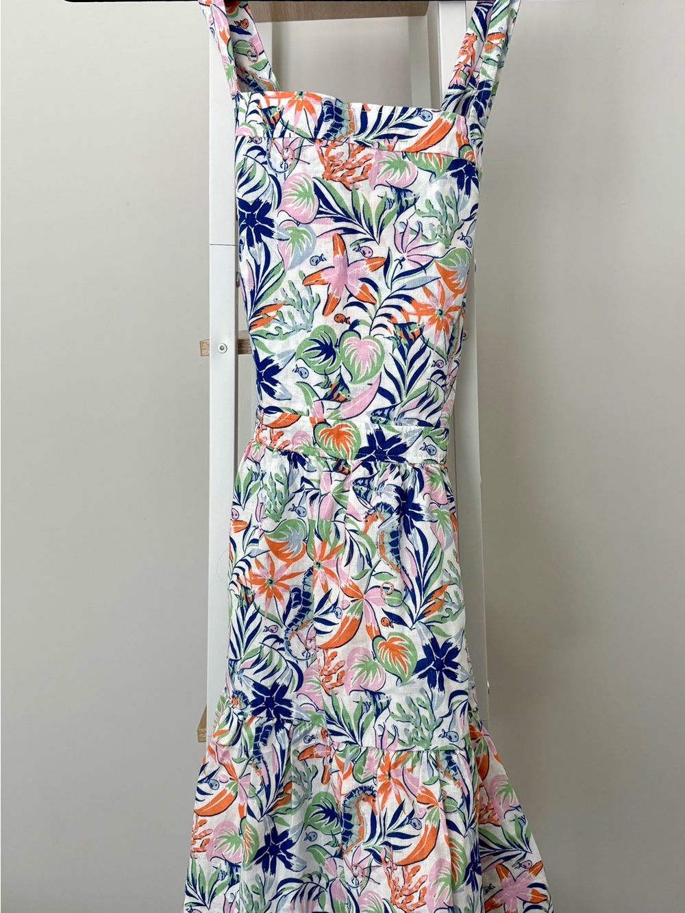 Ralph Lauren Tropical Floral Midi Dress in Navy, Coral, Pink & Green